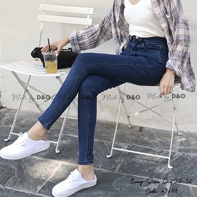 Quần Bò Cạp Cao / Jeans Lưng Siêu Cao Trên Rốn Co Giãn Mạnh - Quần Dài Jeans