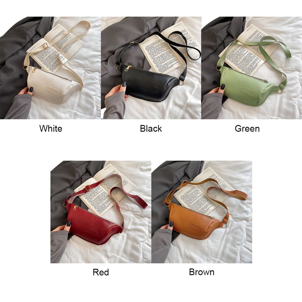 Túi đeo chéo ngực/hông bằng da PU màu trơn chống nước thời trang