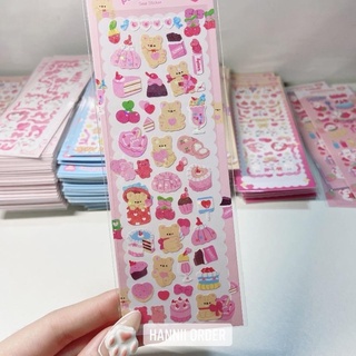 Sticker ribbon gấu decor