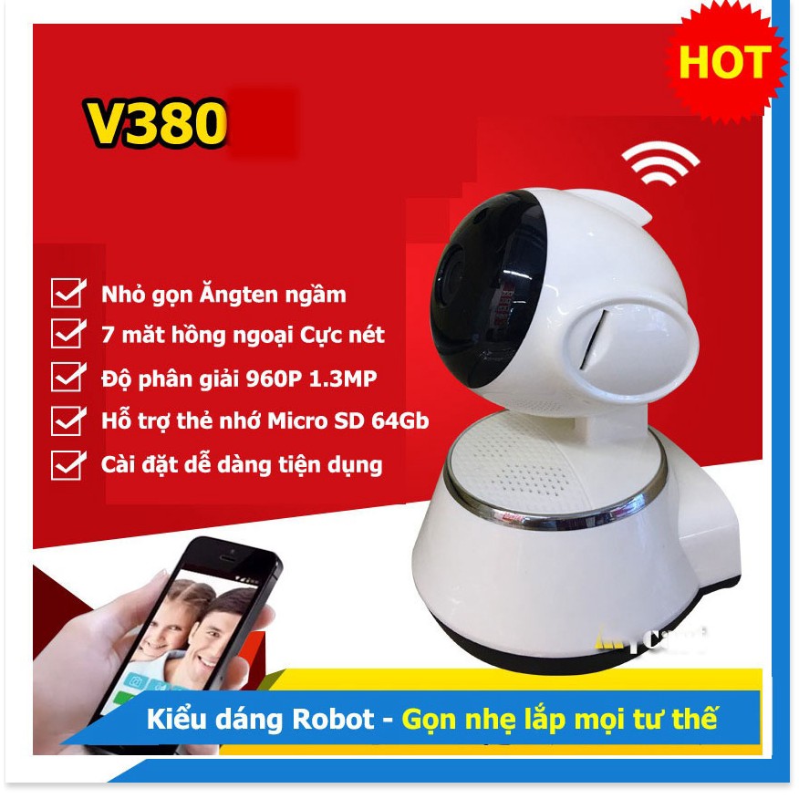 Camera Giám Sát Wifi V380 ✔Chính Hãng✔️ Kết nối không dây qua điện thoại, Đàm thoại 2 chiều, Xoay 360.