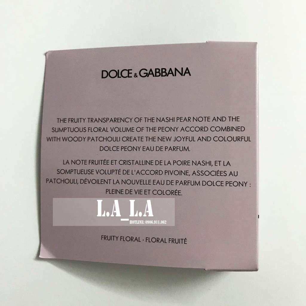 [ Vial ] Mẫu Thử Nước Hoa Nữ Dolce D&G Peony 1ml | Thế Giới Skin Care