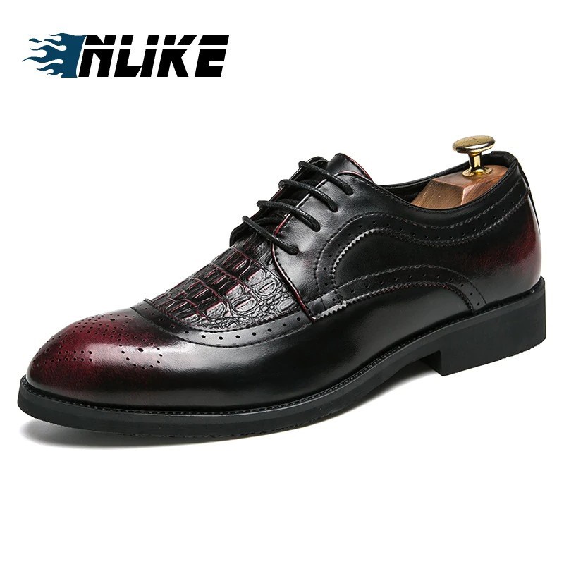 Men Big Size Flats Dress Shoes Casual Oxford Male Formal Brogue Shoes