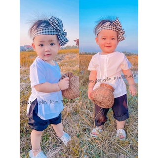 Bộ bà ba kèm khăn cho bé trai 7-28kg