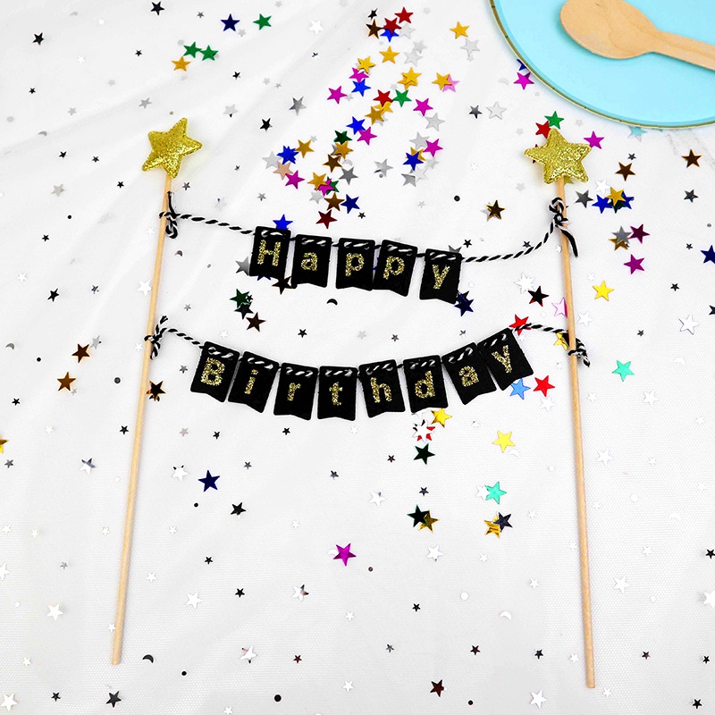 1 Set Phụ Kiện Cắm Bánh Sinh Nhật Hình Chữ Happy Birthday