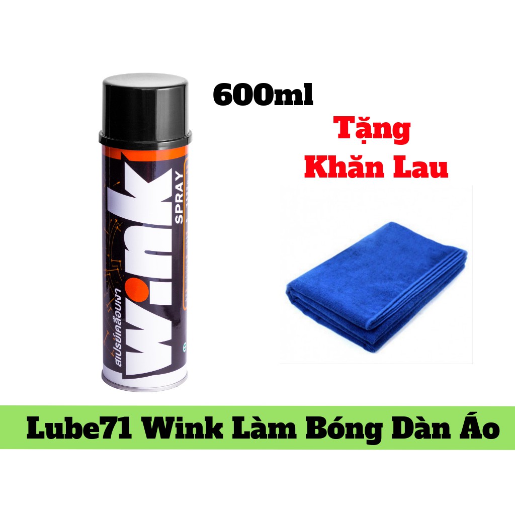 Chai Xịt Làm Bóng Dàn Áo Xe Lube71 Wink 600ml Tặng Khăn