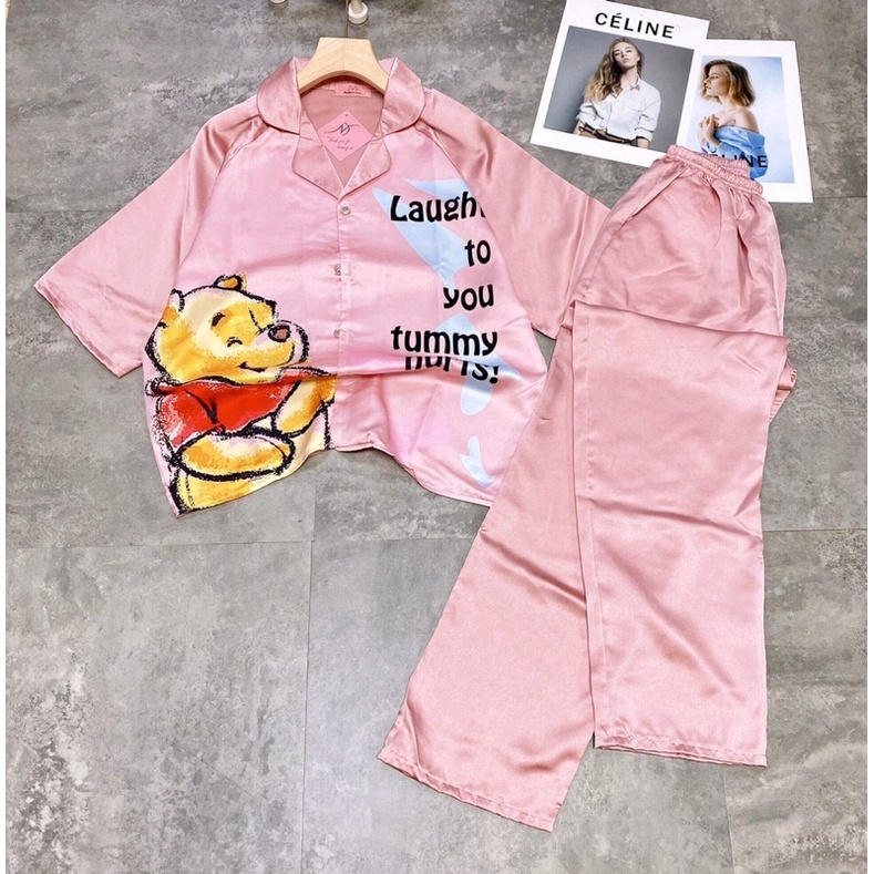 Pizama lụa latin Fom cánh dơi 3D