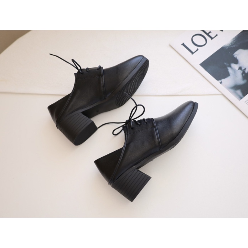 Giày oxford mũi vuông cao gót