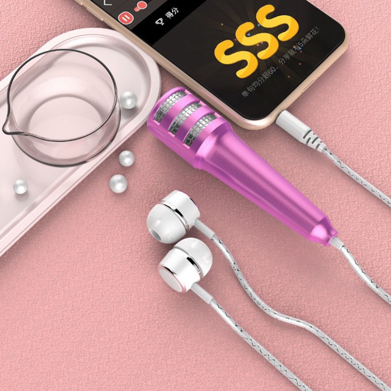 1 micro mini cầm tay có dây giắc cắm 3.5mm tiện lợi cho điện thoại/ máy tính xách tay hát karaoke