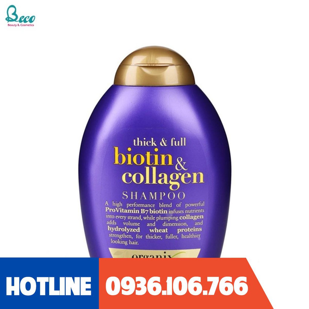 Dầu Gội Biotin & Collagen OGX Chính Hãng Mỹ, 385ml, Không có vòi - Phụ Nữ Làm Đẹp
