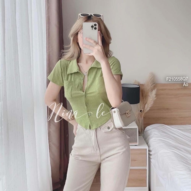ÁO CROPTOP GÂN BODY VẠT BẦU CỔ ĐỨC ULZZANG