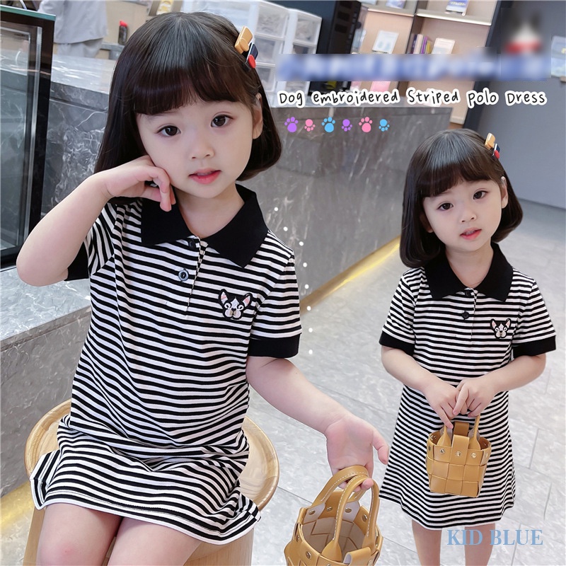 Đầm Thun Ngắn Tay Họa Tiết Kẻ Sọc Phong Cách Phương Tây Thời Trang Mùa Hè Cho Bé Gái