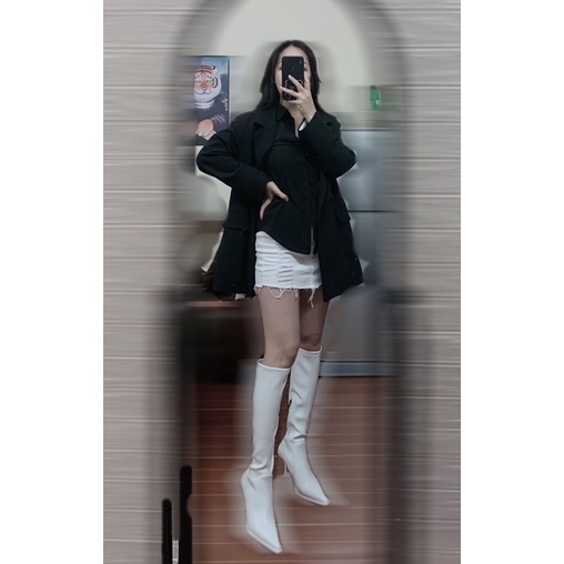 Thanh lý bốt đùi trắng mũi nhọn gót nhọn siêu sang chảnh size 36