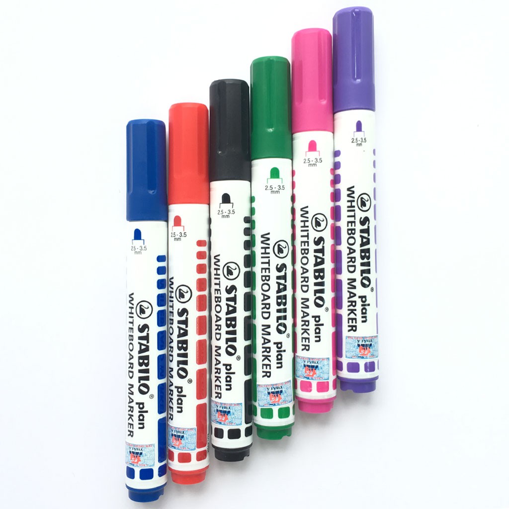 Bộ 6 Bút viết bảng đầu tròn STABILO plan WHITEBOARD MARKER (WM641-6C)