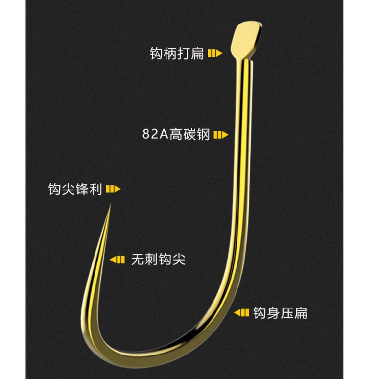 Bộ 100 Móc Câu Cá Màu Đen Bằng Thép carbon Cao Cấp Kiểu Nhật Bản 82a