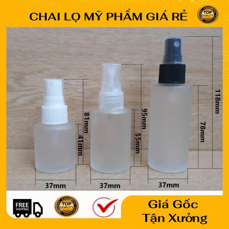 Chai Xịt Phun Sương ❤ RẺ VÔ ĐỊCH ❤ Chai Thủy tinh mờ Vai ngang Xịt phun sương 20ml,30ml,50ml chiết mỹ phẩm