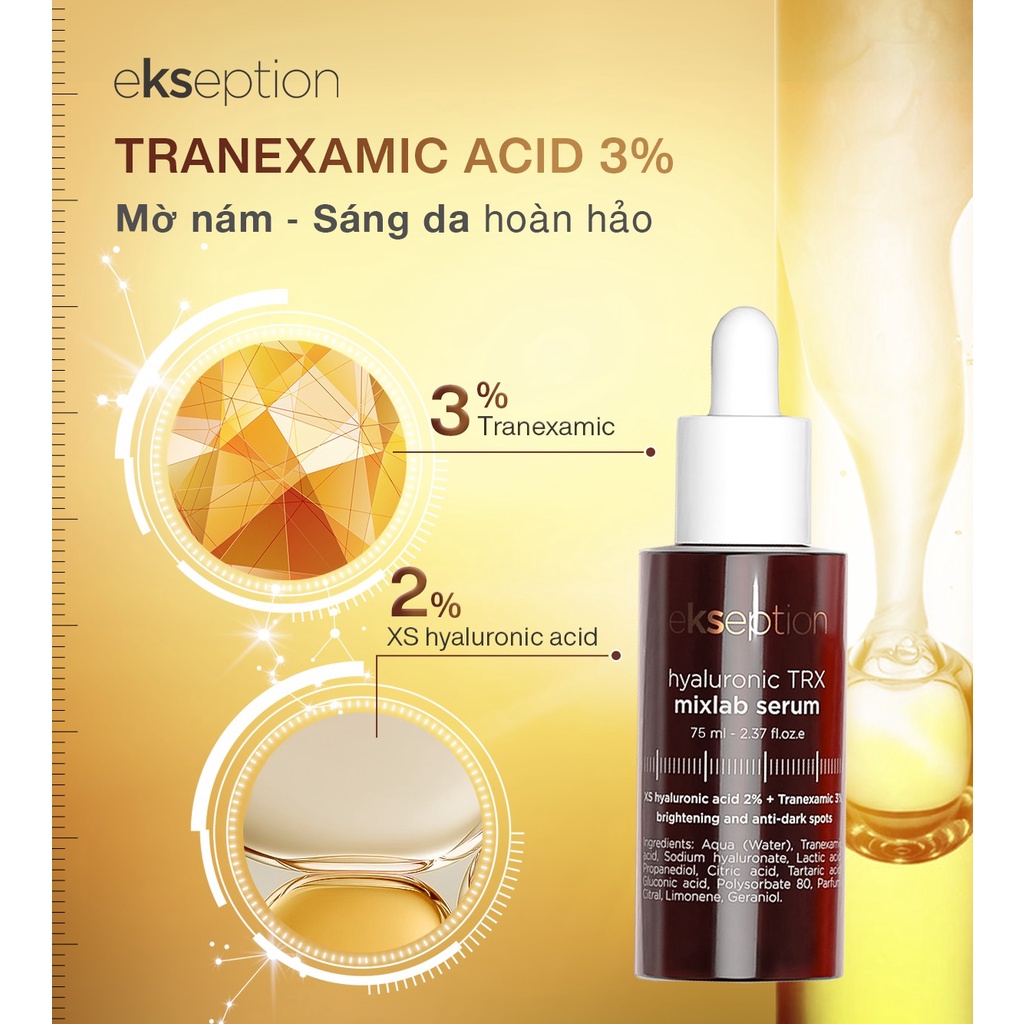 HÀNG NHẬP KHẨU - Ekseption Hyaluronic TRX Mixlab Serum HA + 3% Tranexamic Acid Eskeption mờ thâm nám, trắng sáng da 75ml