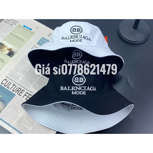 mũ bucket 2 lớp 2 mặt - nón vành thêu baleca nặng động unisex thời trang