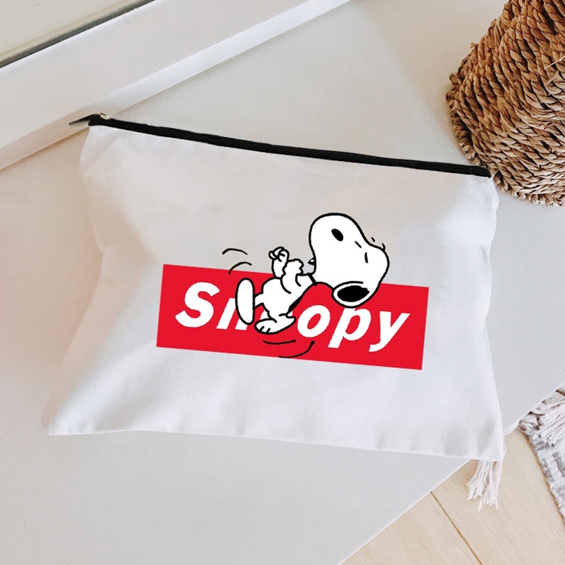 Túi Đựng Bút Bằng Vải canvas In Họa Tiết snoopy Dễ Thương Tiện Dụng Dành Cho Học Sinh