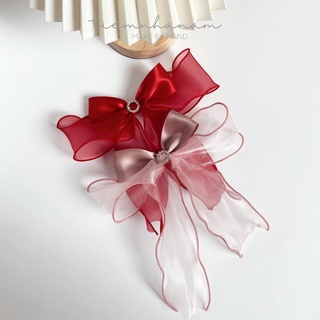 🎀 KẸP TÓC NƠ BÈO NHÚN TIỂU THƯ HÀN QUỐC PHỐI ĐÁ -[ Nhà Nấm handmade ]