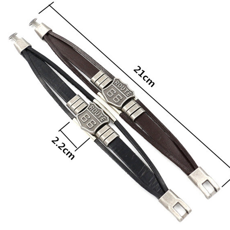 Vòng Tay Da Phong Cách Hip Hop Rock Cổ Điển 66 Thời Trang Dành Cho Nam