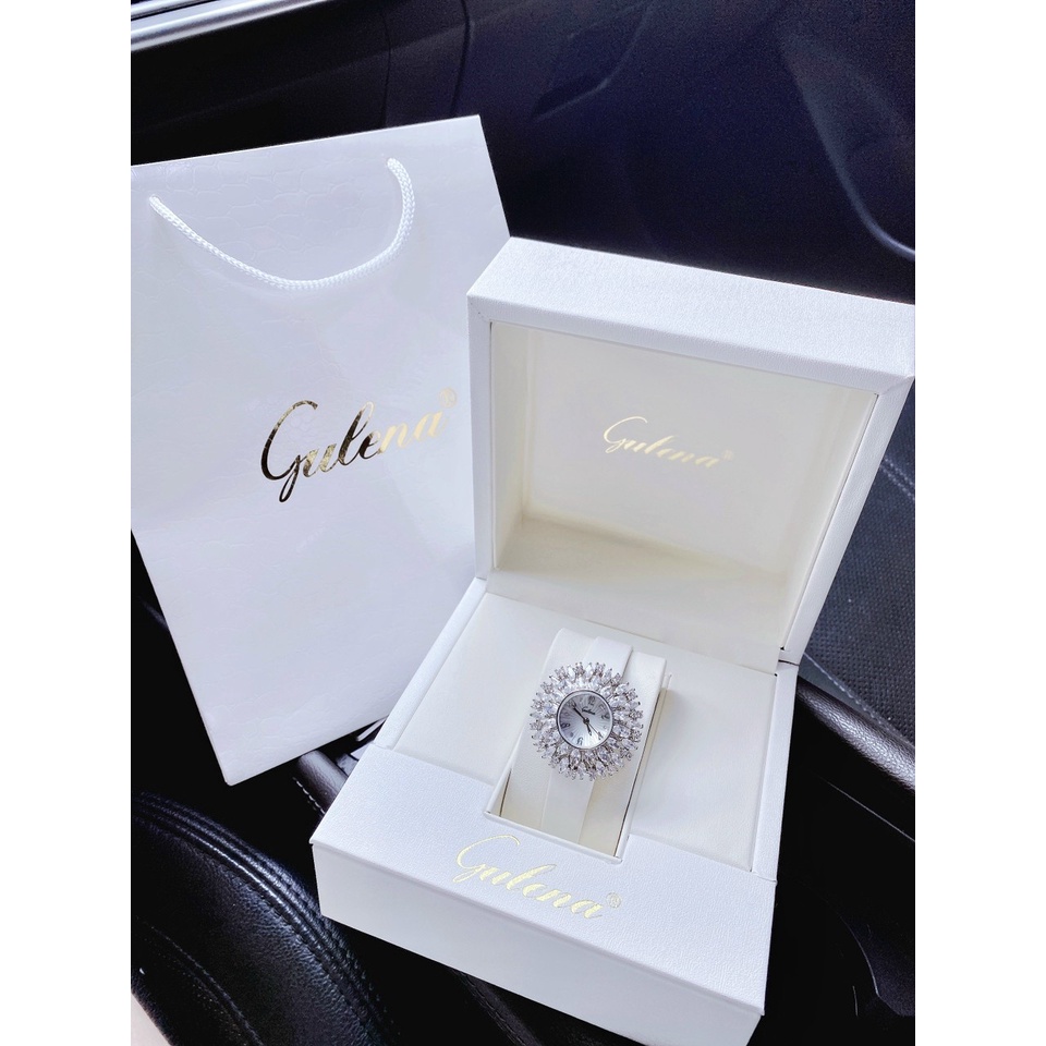 Đồng hồ nữ dây da, đồng hồ đeo tay nữ GULENA chính hãng cao cấp, đính đá cao cấp chuẩn kim cương nhân tạo siêu sang