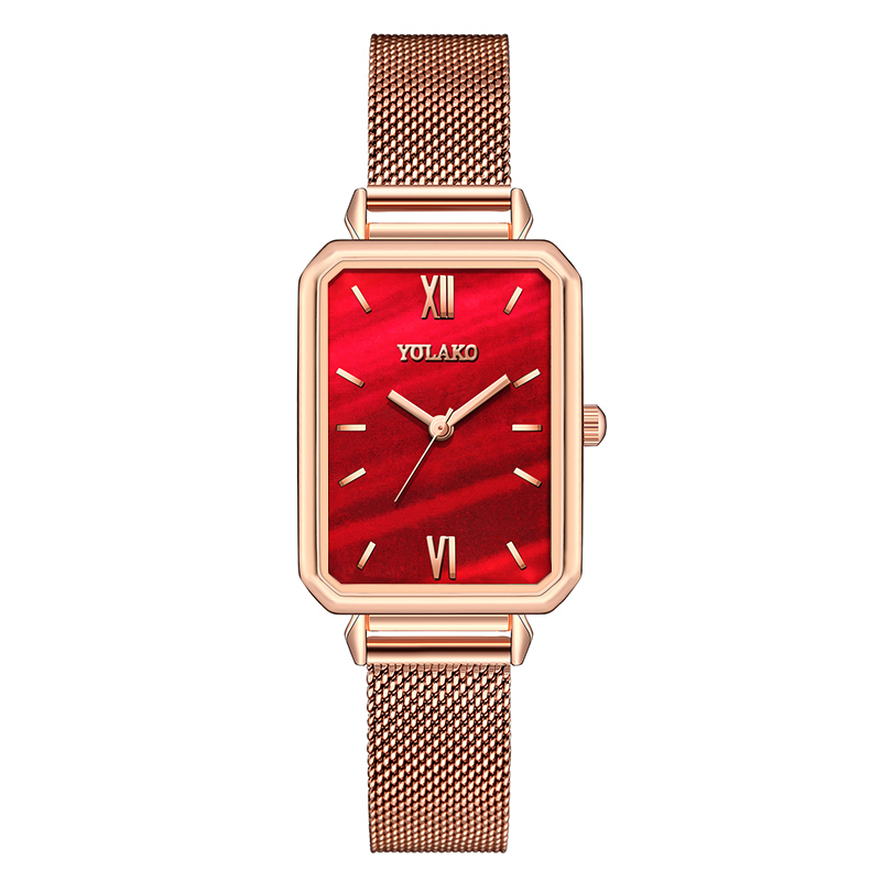ZOLFA Elegant White Mesh Belt Ladies Watch Fashion Square Rose Gold Womens Quartz Wrist Watches Dress Clocks Lady Gift Watch Đồng hồ nữ