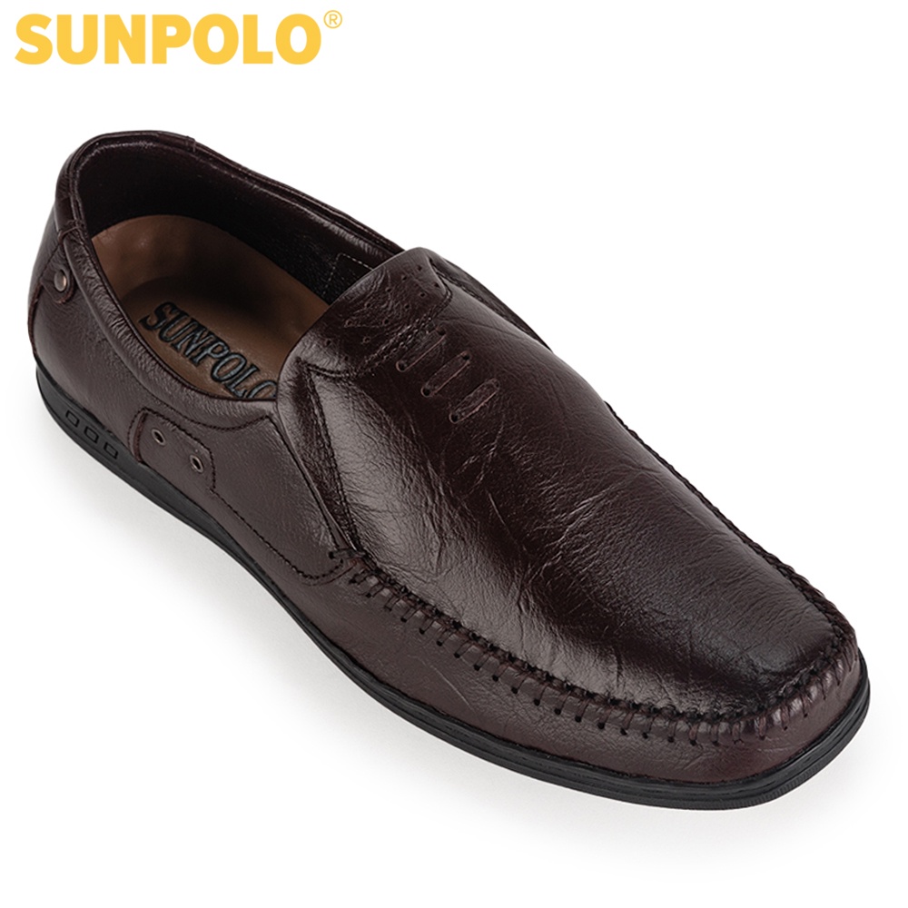 Giày lười nam Da bò cao cấp SUNPOLO đi làm công sở, đi chơi Màu Đen/Nâu - SU2098DN