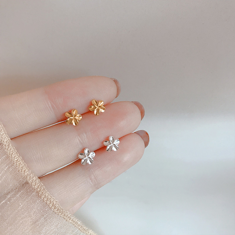 Hoa Bông Tai Fashion Cherry Flower Blossoms Flower Stud Earrings Silver Gold Color Ear Studs Women's Jewelry Birthday Gift