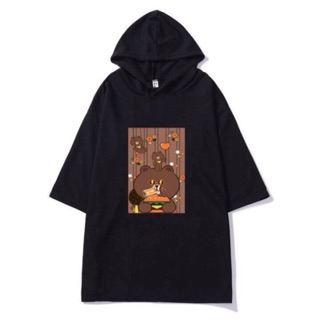 Áo tay lỡ nón GẤU BROWN