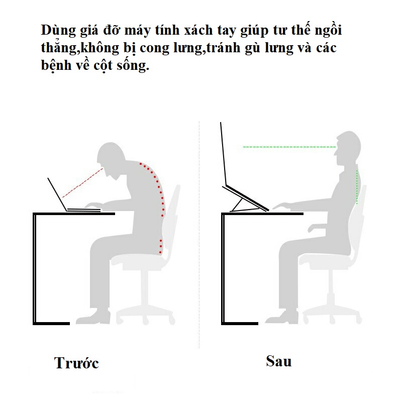 Giá đỡ máy tính xách tay chất liệu hợp kim nhôm chắc chắn, nhỏ gọn,điều chỉnh được độ cao