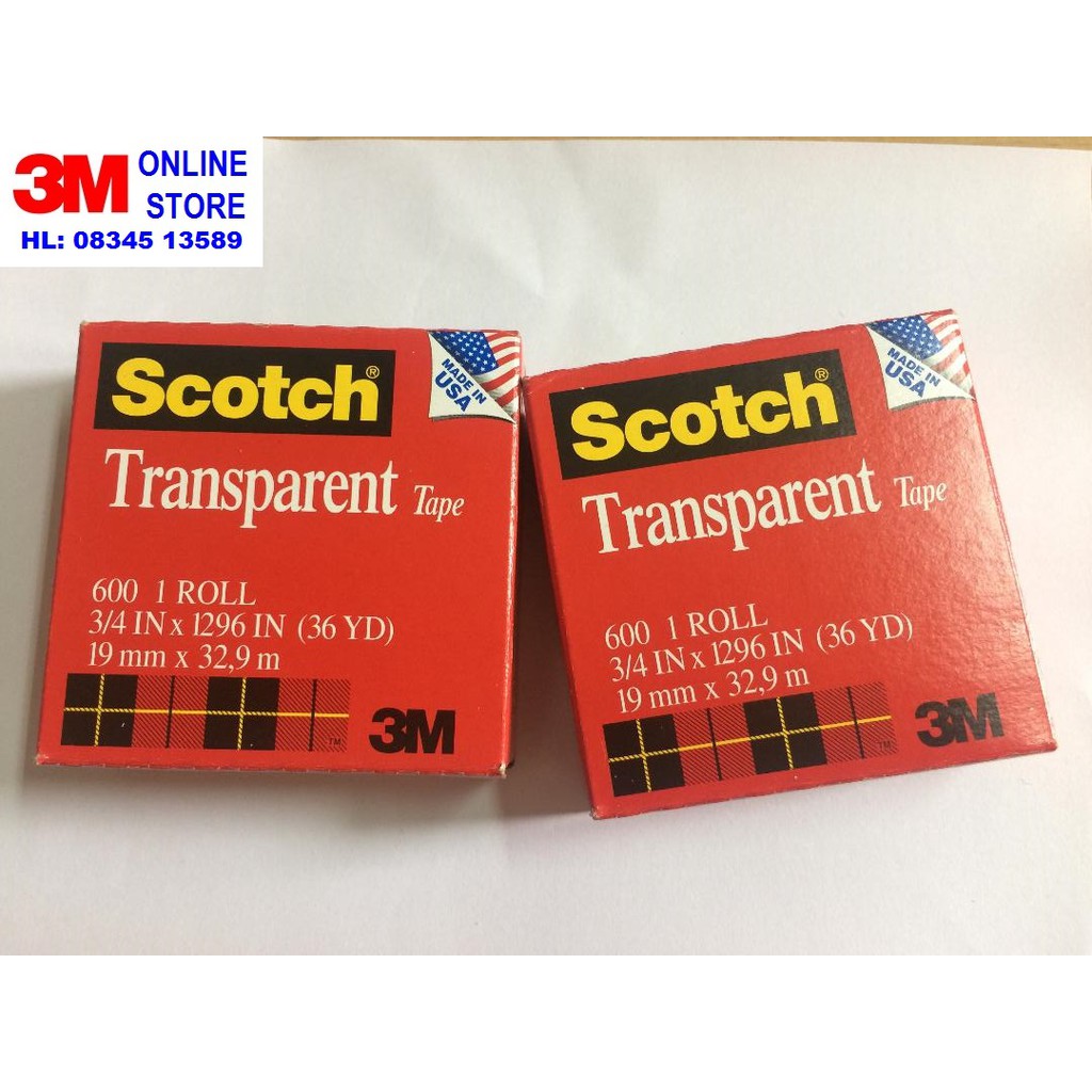 BĂNG KEO 3M SCOTCH 600 THỬ MỰC, THỬ SƠN khổ 19mm x 32.9 m