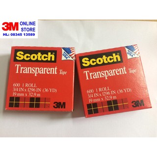 BĂNG KEO 3M SCOTCH 600 THỬ MỰC, THỬ SƠN khổ 19mm x 32.9 m