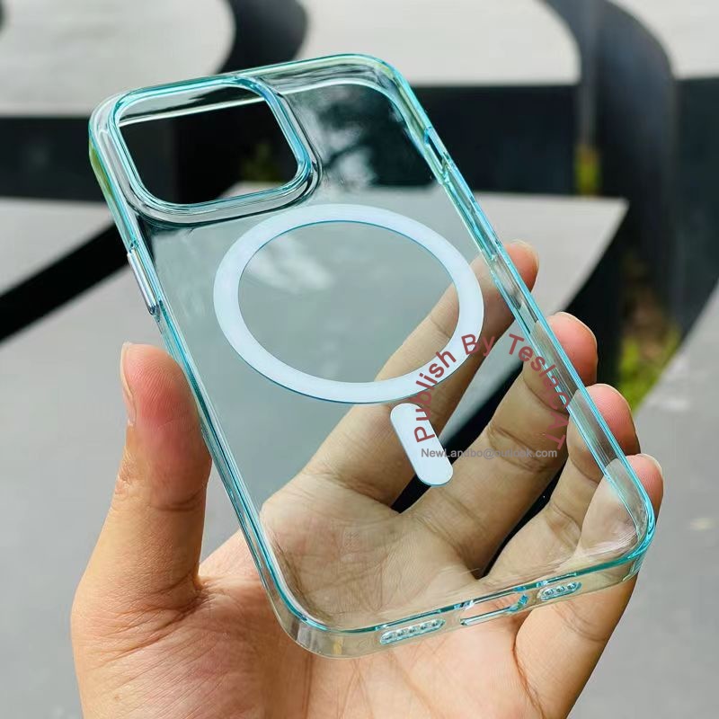 Ốp Điện Thoại Cứng Màu Pha Lê Trong Suốt Từ Tính Cho iPhone 14 14max 14Pro 13 13Promax 13Pro 1212Promax