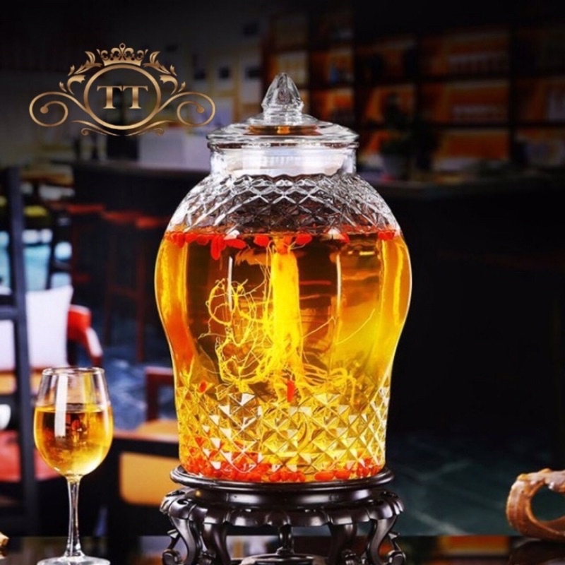 Bình ngâm rượu thủy tinh kim cương 15 lít ( CÓ VAN ) &amp; KHÔNG VAN