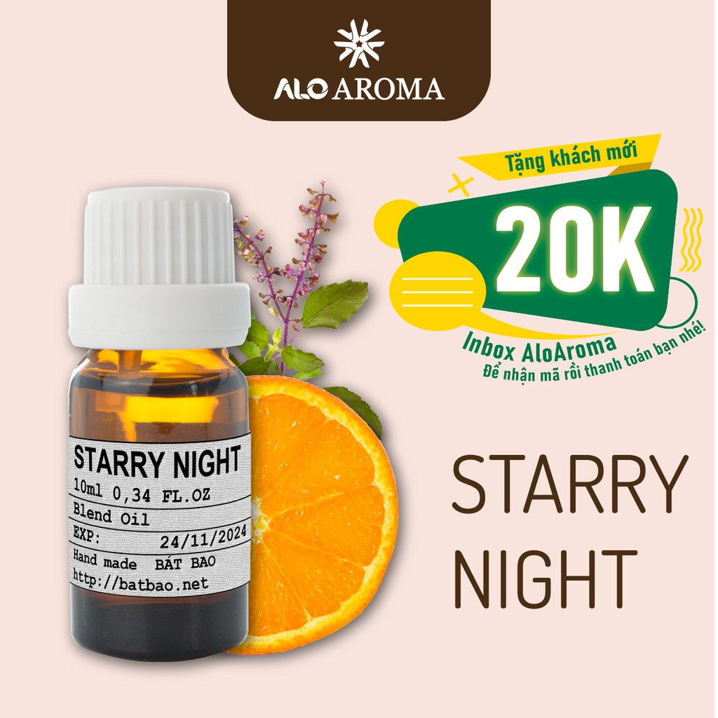 Tinh dầu mix cao cấp Starry Night 10ml AloAroma mùi nhẹ nhàng, thư thái