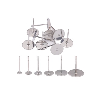 100 cái KHuyên tai đinh sắt đế phẳng có nút nhựa(50 đôi), nguyên liệu làm trang sức, nguyên liệu làm khuyên tai handmade