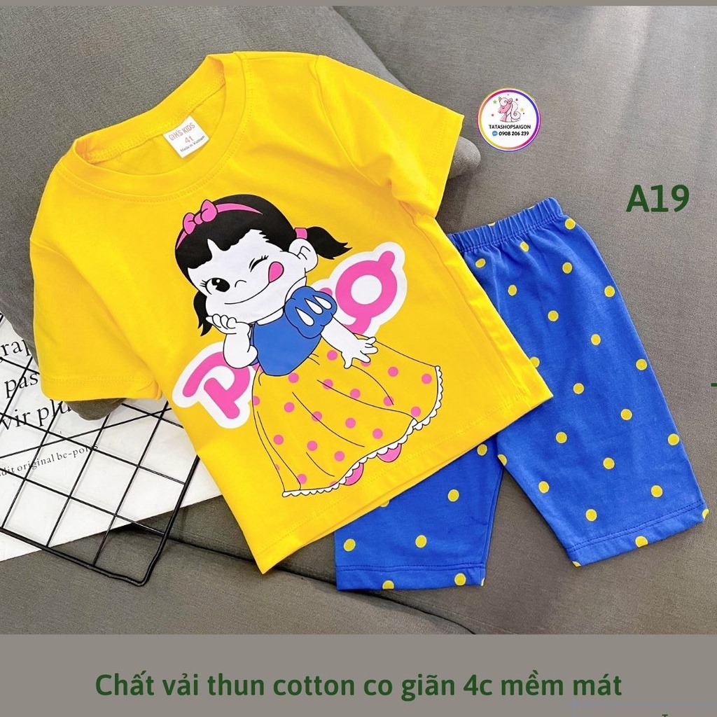 Bộ ngố bé gái - đồ bộ cho bé gái thun cotton size đại 20 đến 40kg A19