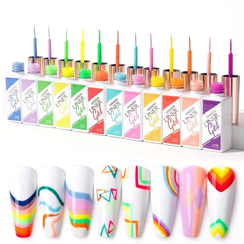 sơn gel cọ nét vẽ siêu đặc vendeeni 12ml set 24 màu