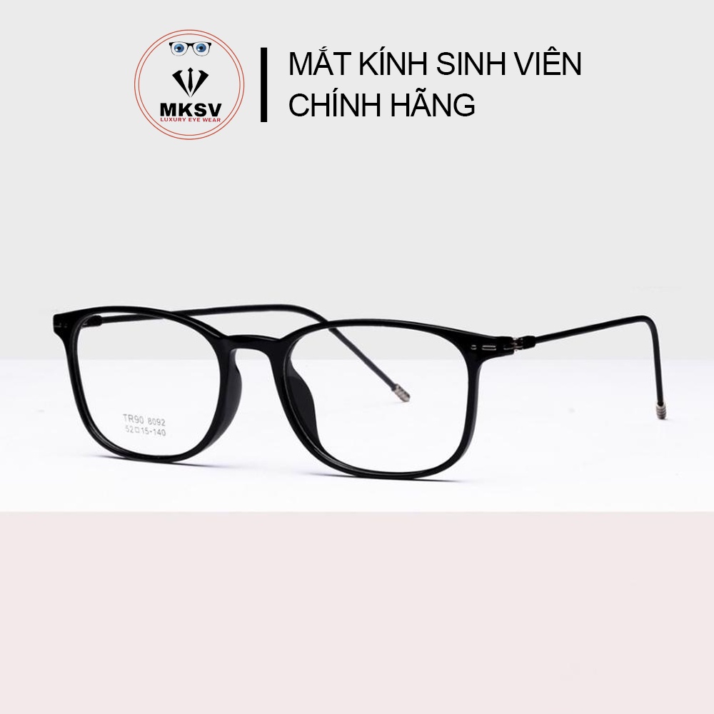 Gọng kính cận nam nữ, kính gọng vuông MKSV 8092 nhựa dẻo, mắt tròn vuông, nhiều màu phong cách Hàn Quốc
