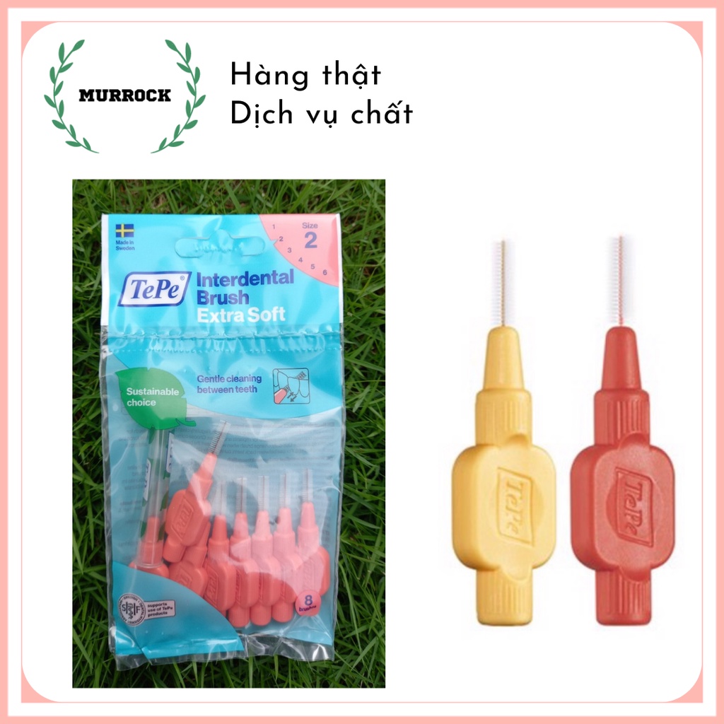 Cây chải kẽ răng  siêu mềm Tepe  Interdental Brush Extra Soft UK Anh Quốc bịch 8 cây