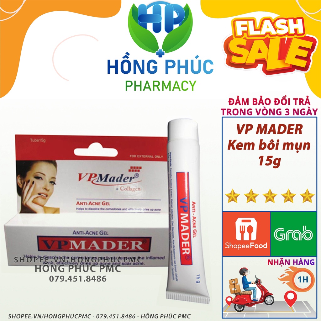 Kem bôi mụn Vp Mader ⚡Chính Hãng⚡ 15g - Thúc đẩy quá trình làm liền vết thương nhanh hơn không để lại sẹo