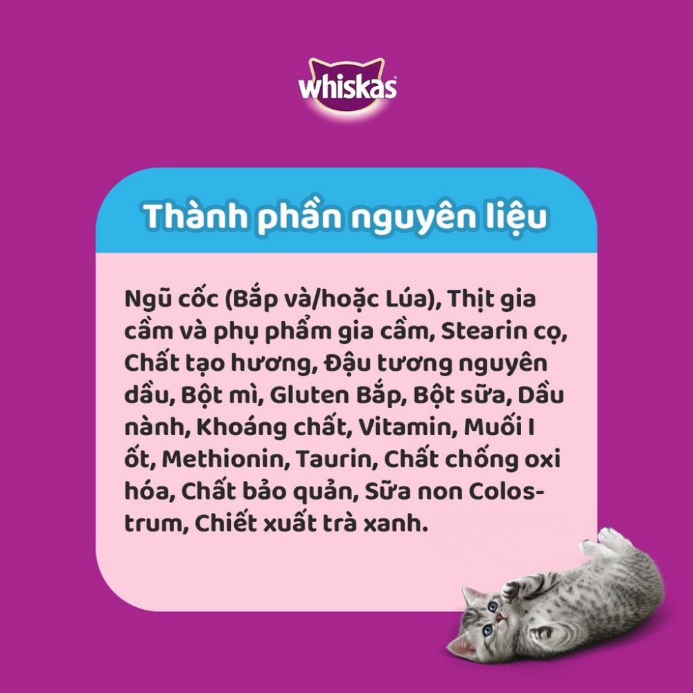 Thức ăn WHISKAS® cho mèo con dạng hạt vị cá biển với sữa 1.1kg