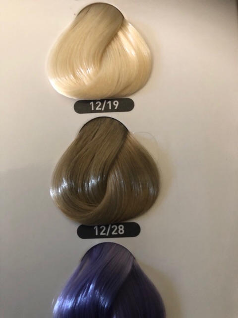 Nhuộm tóc rewell màu tím nhạt ánh xanh 12/28 tặng kèm oxy trợ nhuộm và bao tay