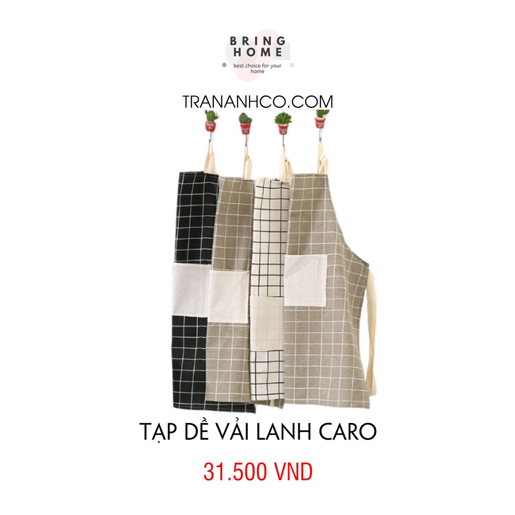 Tạp dề vải lanh caro