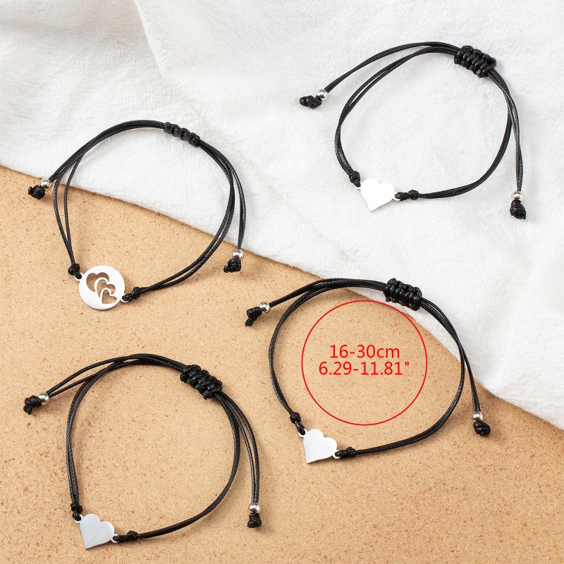 Set 4 Vòng Tay Trái Tim Ghép Đôi Cho Mẹ Và Con Gái