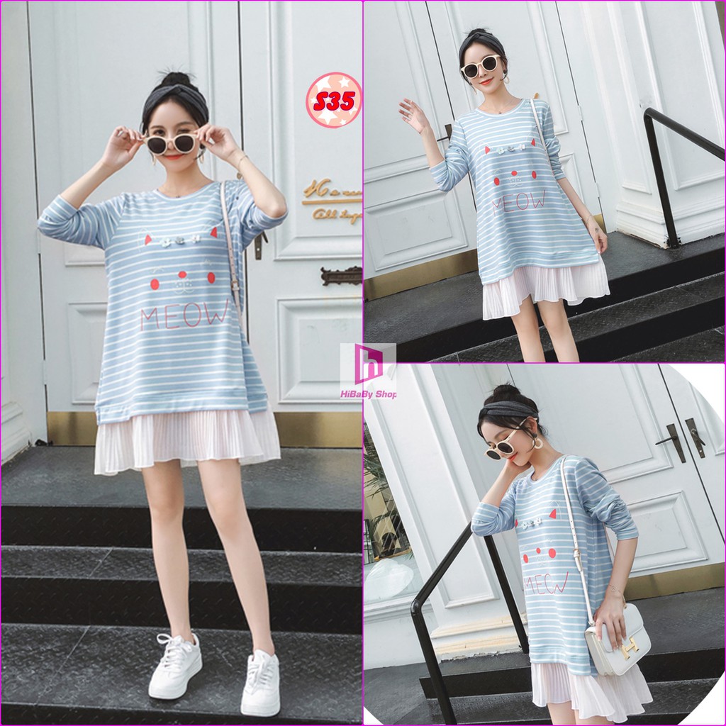 Váy Bầu Đuôi Pha Ren Xì Tin C