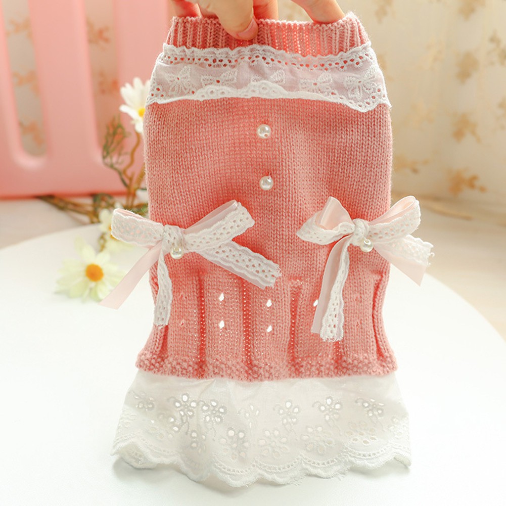 Đầm Dệt Kim Đính Ngọc Trai Giả Dễ Thương Dành Cho Thú Cưng