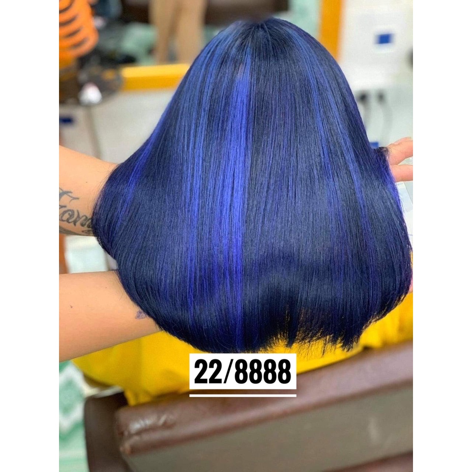 Thuốc nhuộm tóc xanh đen không tẩy, màu nhuộm tóc lên từ nền đen, tặng kèm găng tay và trợ nhuộm siêu dưỡng | Shop Hair