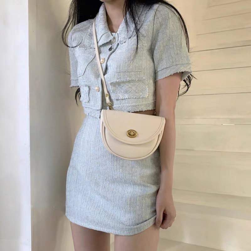 [SẴN S-Có ảnh thật] Set áo+ chân váy dạ tweed xanh babyblue nút ngọc vintage SAM SAM BOUTIQUE | BigBuy360 - bigbuy360.vn