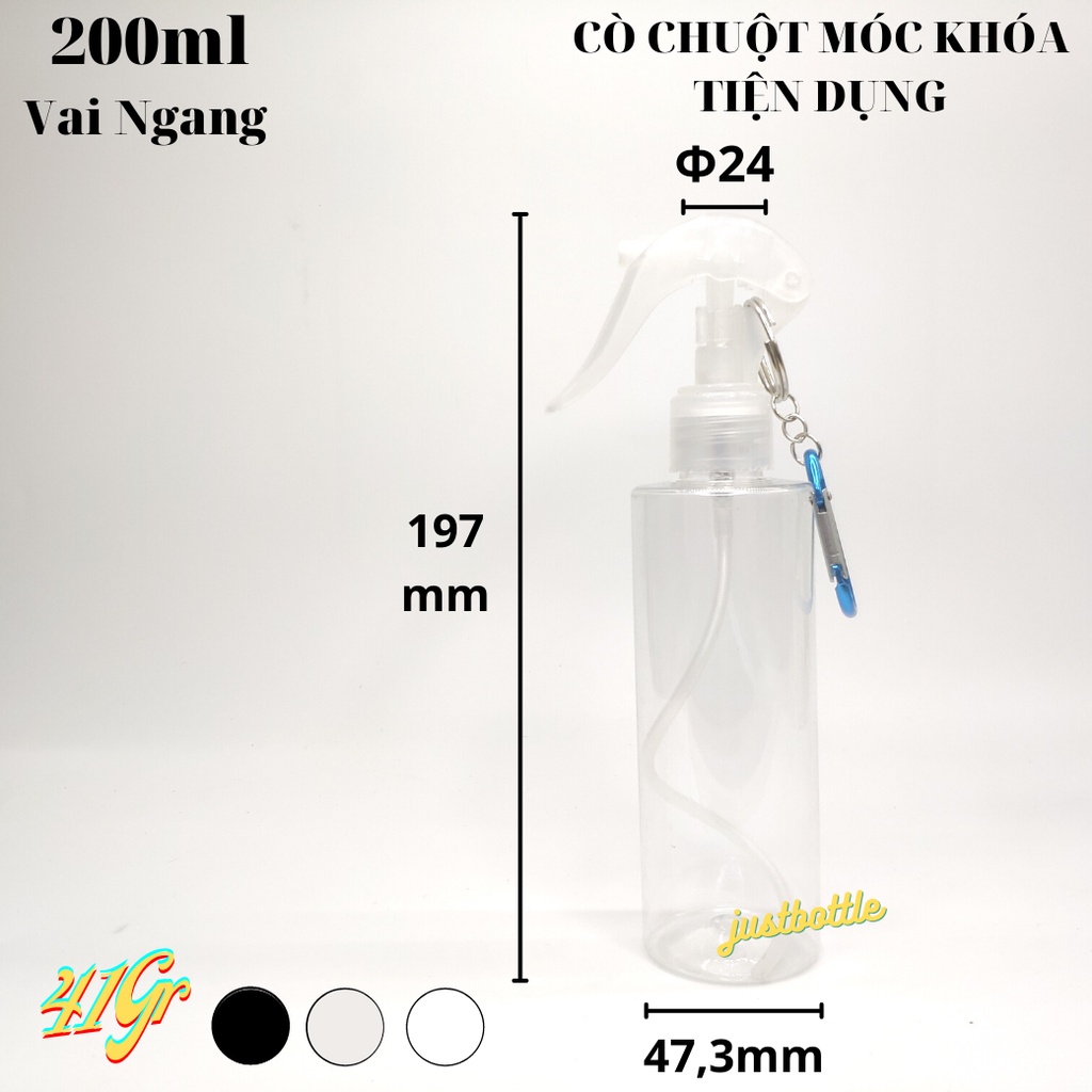 CHAI CHIẾT MỸ PHẨM 200ML TRONG VAI NGANG /VÒI NHẤN XỊT GIỌT/ TONER/ CÒ CHUỘT/ BẬT/ NHỌN/ NHÔM/ VÒI SỮA TẮM - LỌ NHỰA PET